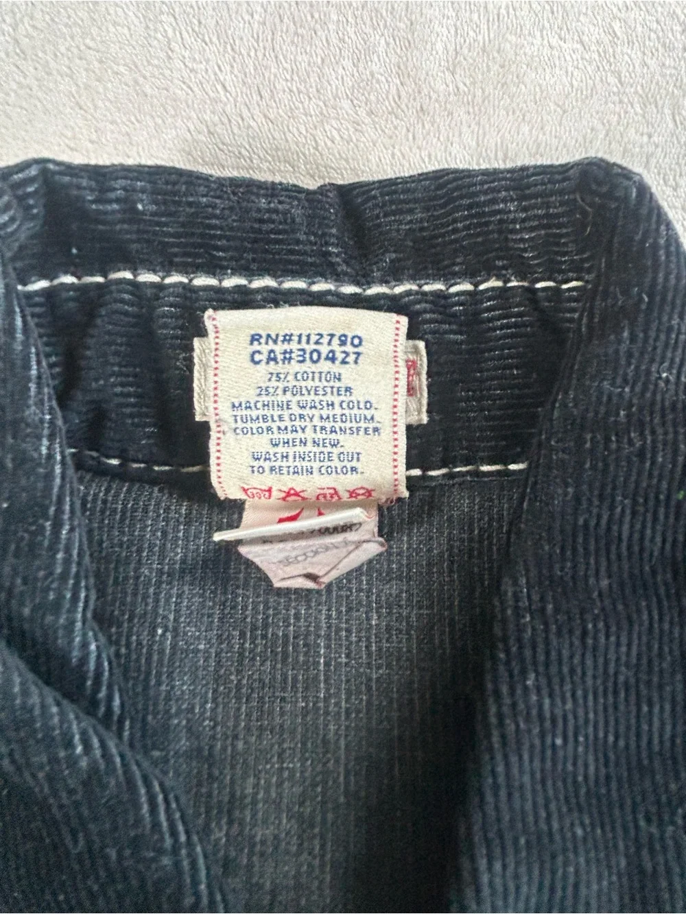 True Religion Black Corduroy Western Shirt Long Sleeve pearl Snap Button Size M